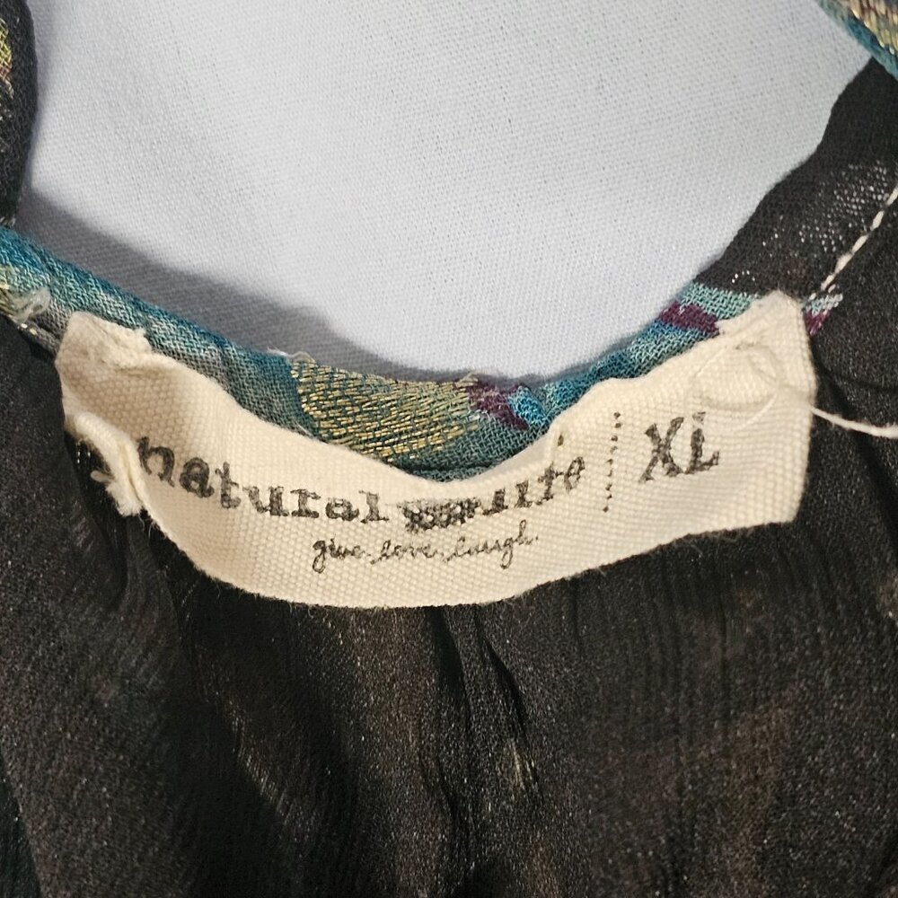 Natural Life The Alice Metallic Tiered Floral Maxi Sun Dress Women Size XL Black - Picture 5 of 15